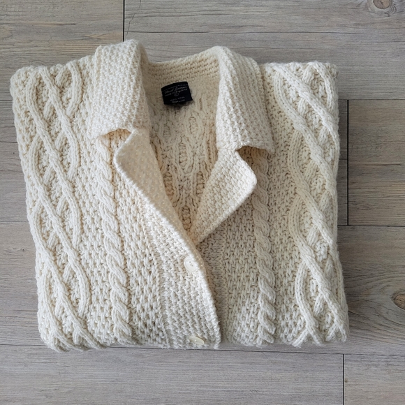 Paul James England Wool Handmade Chunky Button Down Collared Fisherman Sweater - Picture 15 of 15